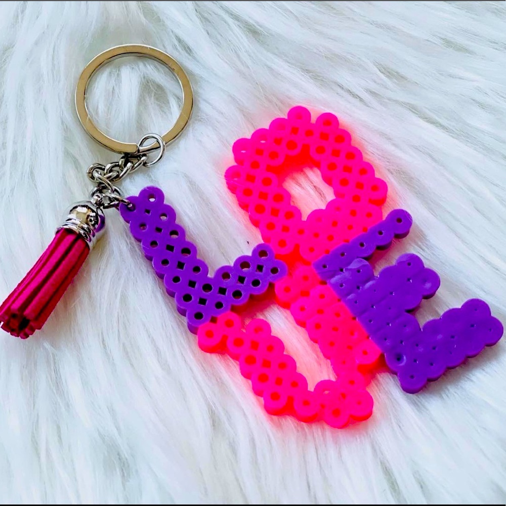 💜 Purple and Pink Love Perler Keychain 💜